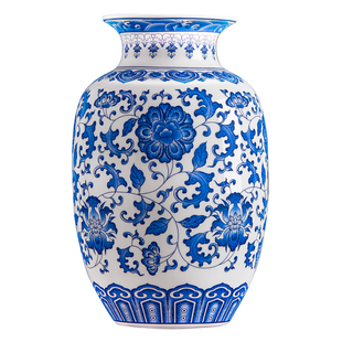 景德镇陶瓷器中式青花瓷花瓶仿古摆件博古架客厅插花家居装饰摆件