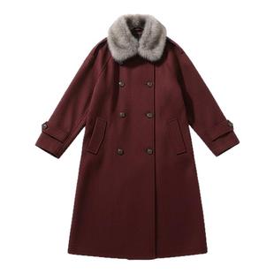 胖mm特大码加绒加厚中长款棉服外套女冬季安可拉红设计感保暖棉衣