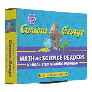 英文原版绘本 Curious George Math and Science Readers 12本10张卡片 好奇猴乔治STEM数学科学 认知英语读物启蒙图画书英文绘本