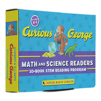 英文原版绘本 Curious George Math and Science Readers 12本10张卡片 好奇猴乔治STEM数学科学 认知英语读物启蒙图画书英文绘本