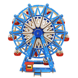 积木3D立体拼图房子手工拼装模型 木质手工儿童益智玩具生日礼物