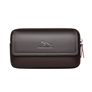 宝谛袋鼠手机腰包男穿皮带横款真皮腰挂零钱包多功能男手机包斜挎