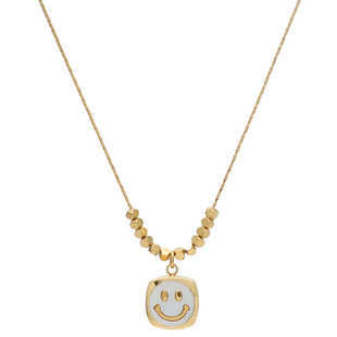 ZOXI小众高级感碎金子白贝笑脸轻奢项链碎银子通勤锁骨链不掉色女