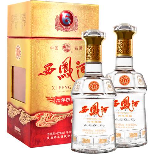 西凤酒45度6年陈酿凤香型白酒500ml*2瓶中华老字号滴滴珍贵送礼盒