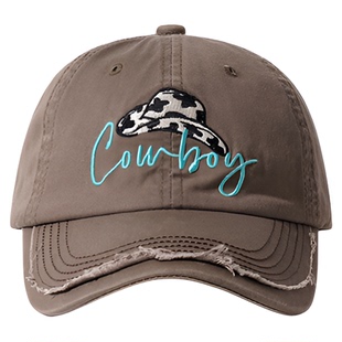 日系工装卡通重磅磨破牛仔刺绣休闲棒球帽女港风复古做旧鸭舌帽男