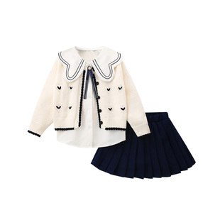 D.Bkyer女童jk套装裙子春装儿童学院风女孩学院开衫中大童三件套