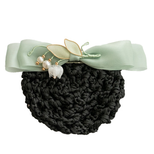 职业头花发网网兜护士空姐银行酒店服务员工作发夹铃兰盘发头饰