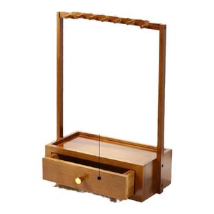 赋比兴 楠木抽屉多功能笔挂 多功能书法置物架 新中式桌面笔架简约文房四宝桌面收纳置物架 实木毛笔挂架