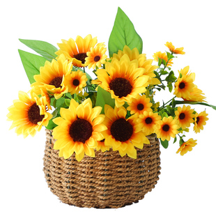 小向日葵仿真花摆件太阳花假花摆设工程花塑料小花束客厅餐桌装饰