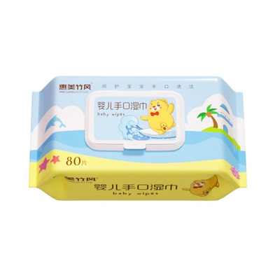 惠美竹风竹风新款婴儿湿巾宝宝纸新生婴幼儿湿纸巾80抽手口清洁