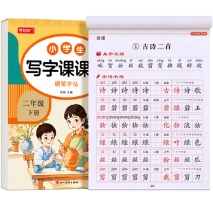 2026新版二年级下册练字帖人教版语文同步字帖每日一练小学生专用练字本练习写字生字临摹2年级下册一二类字入学必备部编笔画笔顺