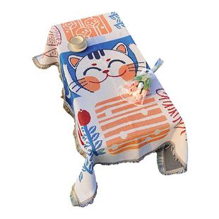 秋游必备户外餐桌垫子围炉煮茶桌布棉麻露营帐篷蛋卷桌野餐茶几垫