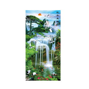 玄关贴画3d立体自粘装饰画山水风景墙贴客厅入户正对门背景壁纸画