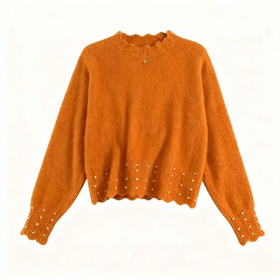 钉珠水貂绒毛衣女秋冬2025新款