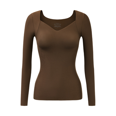 草本初色保暖上衣内搭打底女士秋冬长袖带胸垫可外穿肌底衣打底衫