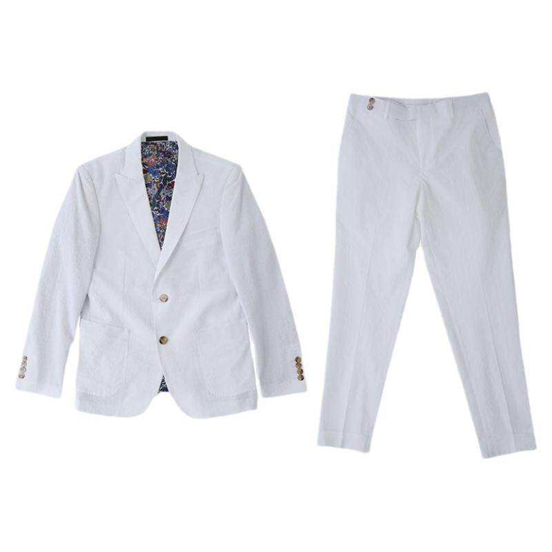 白色泡修身薄款夏季青年潮流西服