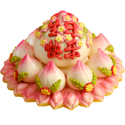 68岁九桃祝寿寿桃花糕生日快乐花馍中式蛋糕花饽饽馒头长辈过寿礼