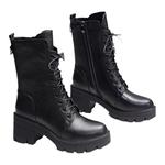 真皮马丁靴女2025新款秋冬女鞋高跟靴子英伦风女士短靴粗跟中筒靴