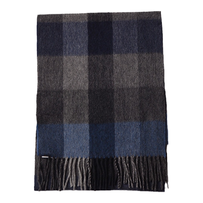 圣雪绒秋冬新款黑格纹流苏围巾