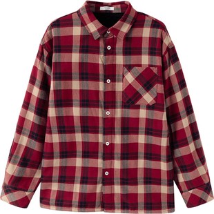 巴拉巴拉男童长袖衬衫中大童宝宝格子衬衣秋冬新款童装儿童加绒厚