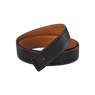 H扣无头皮带替换皮带双面真皮牛皮男士3.8cm不带头裤带条头层腰带