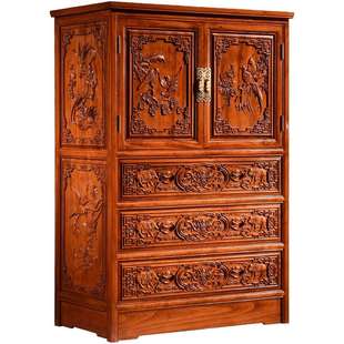 香樟木箱柜实木五斗柜储物柜中式复古两门橱结婚玄关抽屉斗柜子