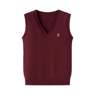 东京岁时记jk制服圣诞穿搭针织马甲背心女春秋红色刺绣纯棉上衣女