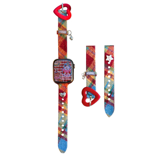 红丝绒爱心扣秋冬彩适用于苹果手表s11代静静的表带iwatch10987s