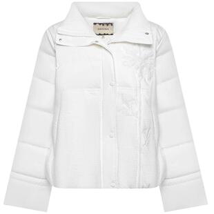 [云感90鹅绒]GEGINA刺绣拉链立领奢华加厚保暖短款龟背羽绒服外套