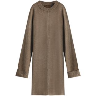 【折扣季】COCOBELLA仿羊绒原色中长款针织连衣裙女毛衣裙MZ3139