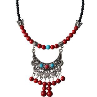 云南民族风项链额饰配饰古风眉心坠汉服发饰红色异域风情少数民族