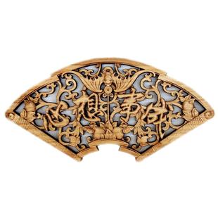 东阳木雕实木花格中式仿古装饰画扇形香樟木挂件白胚镂空雕刻壁挂