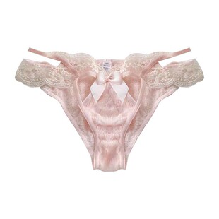 纯欲美眉 日系甜美性感纯欲风新款低腰蕾丝镂空蝴蝶结少女内裤