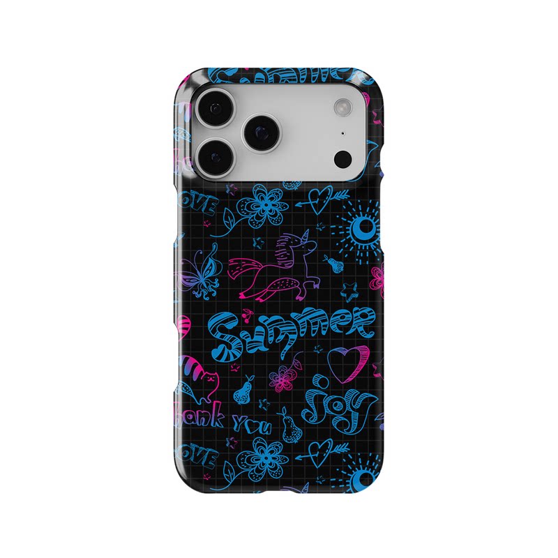 夏日独角兽梦幻爱心适用于iPhone17Promax轻薄16适用于15苹果14手机壳13不掉色12环保硬壳散热半包保护壳