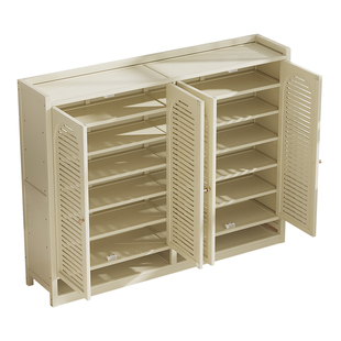 家用门口鞋架入户白色奶油风2025新款楠竹鞋柜子收纳一体靠墙带门