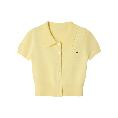 Uena奶黄色天使兔刺绣T恤