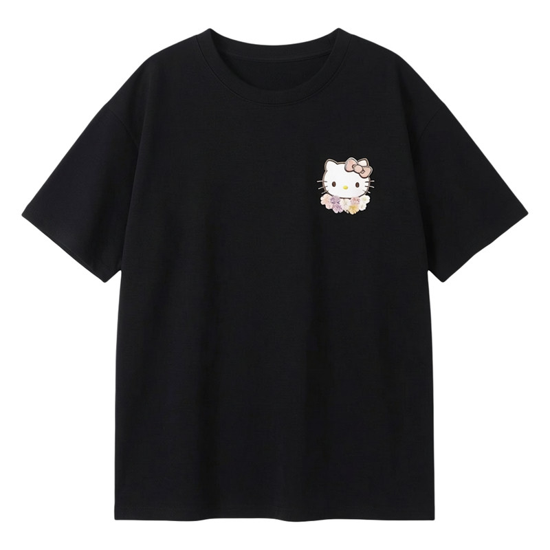 中大童甜美风HelloKitty卡通印花纯棉短袖T恤女宽松可爱百搭上衣