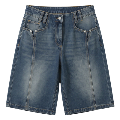 Vintage washed distressed denim shorts复古水洗做旧牛仔短裤女