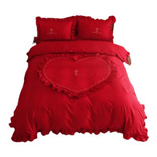 结婚四件套纯棉全棉2026新款轻奢高级感婚庆大红色年轻人日常可用