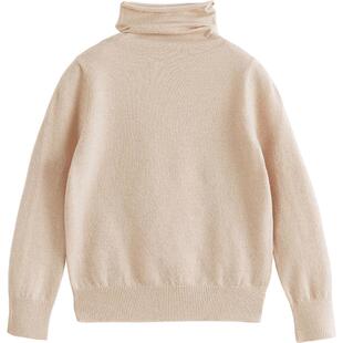 马克珍妮女童卷边高领绵羊毛打底衫 儿童毛衣2025年秋冬款241692