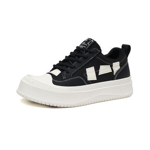 马克华菲帆布鞋男款2026新款秋冬季黑白百搭男士板鞋厚底休闲男鞋