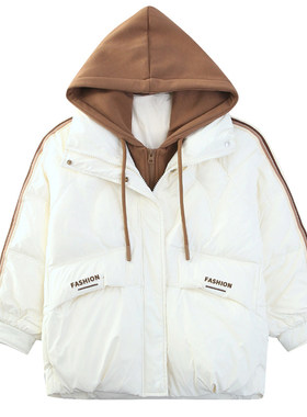 秋冬季新品绣花拉条假两件棉服