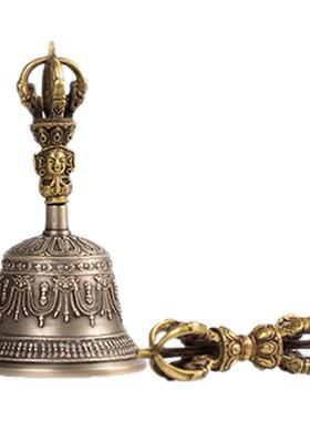 九喜玛尼泊尔手工青铜铃杵冥想静心手摇响铃器铜铃铛金刚铃杵