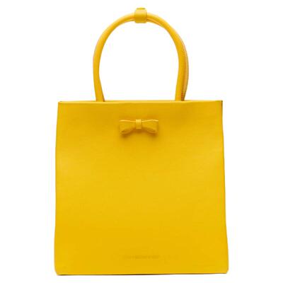 THE YELLOW SHOP2025年新款头层牛皮蝴蝶结手拎方形托特包Alba
