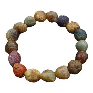 水玉冰魄天然筋脉玛瑙手链 阿拉善原石手串 彩籽玛瑙戈壁石 实物