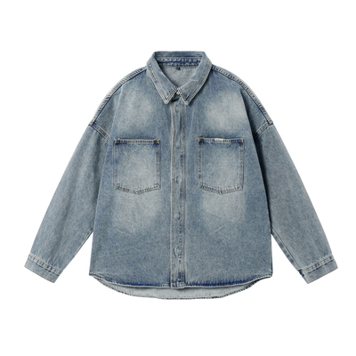 JHYQ美式复古水洗牛仔衬衫