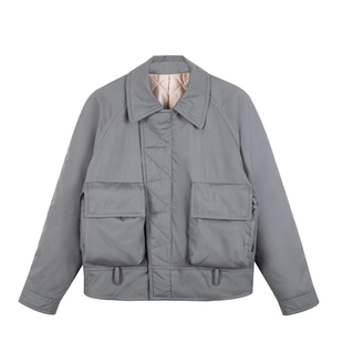 Viviivii Bread pocket 男士休闲哑灰工装面包口袋拉链绗棉棉服