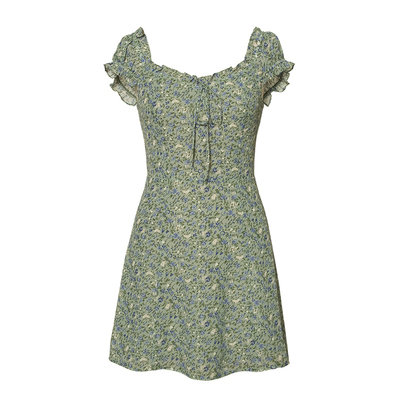 归己新款法式荷叶边领复古显瘦