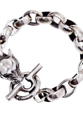 渡鸦专属手工纯银做旧狼头手链