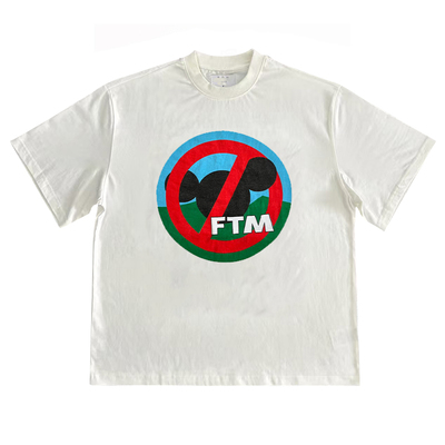 FTM亚文化街头风复古潮牌半袖做旧质感oversize阿美咔叽短袖T恤